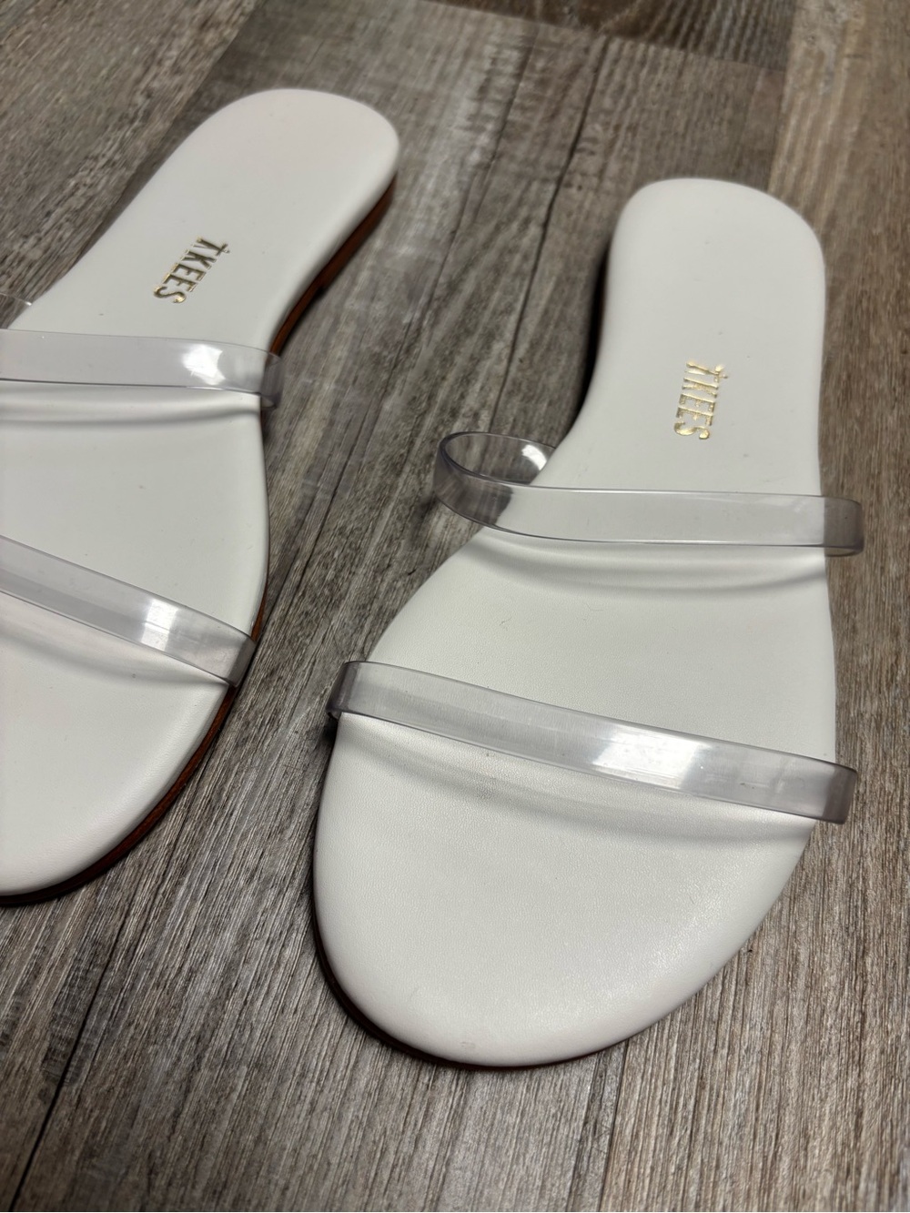 TKEES Transparent Double-Strap Slide Sandals in Clear - Picture 7 of 8